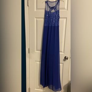 blue sequin dress